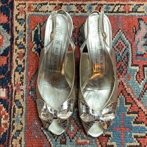 Bruno Magli vintage open toe patent sling backs
